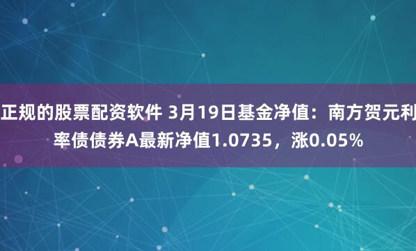 正规的股票配资软件 3月19日基金净值：南方贺元利率债债券A最新净值1.0735，涨0.05%