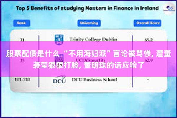 股票配债是什么 “不用海归派”言论被骂惨, 遭董袭莹狠狠打脸, 董明珠的话应验了